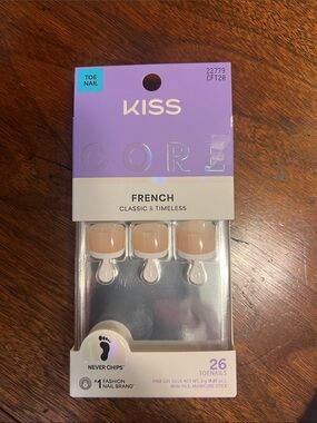New Kiss Acrylic-Infused French Manicure Toe Nail Tips - Sealed in Packaging